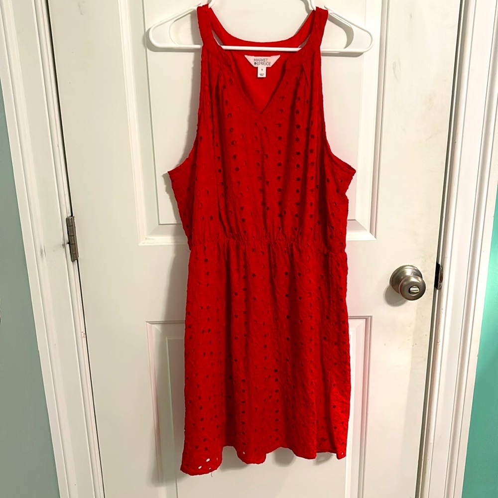 Market & Spruce red eyelet lace style dress